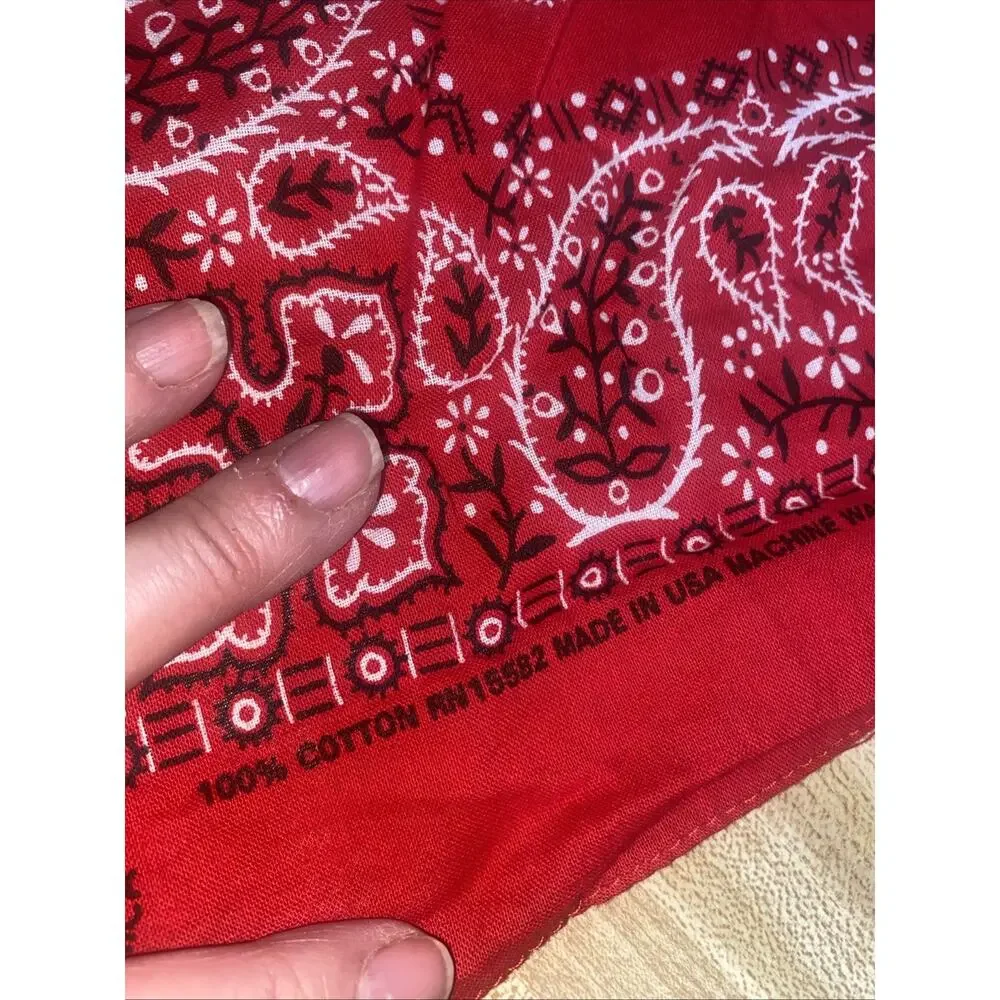 Vintage Red Paisley CRAFTED WITH PRIDE IN USA 100% Cotton Bandana 20” Square
